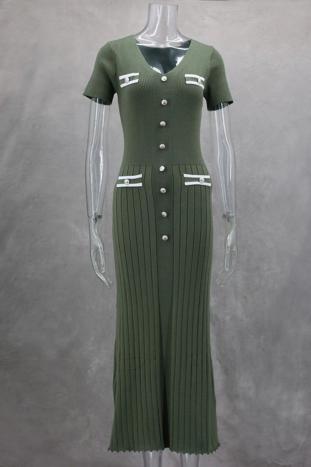 Elegant Slim Fit Knit Midi Dress