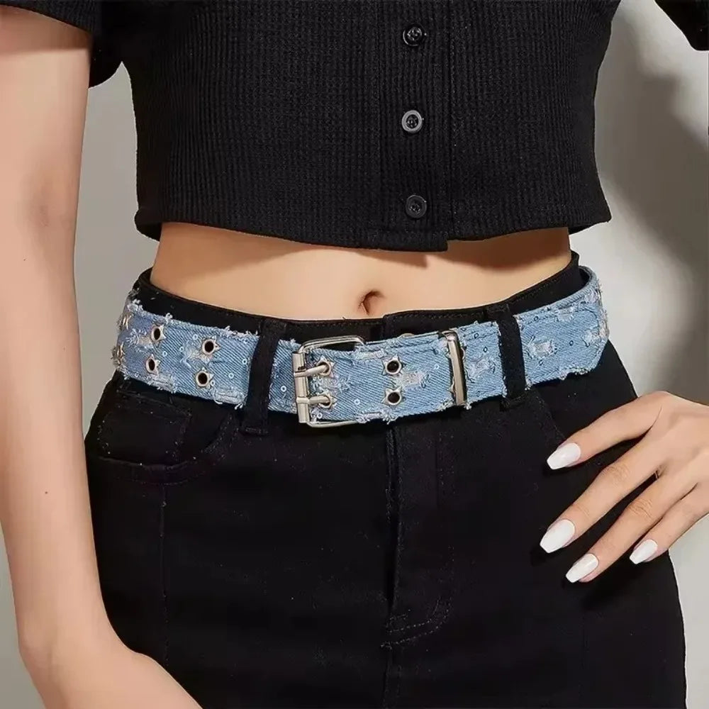 Star Hollow-Out Denim Belt