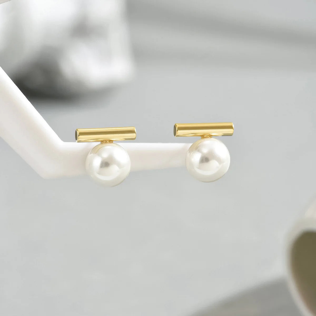Gold Pearl Stud Earrings