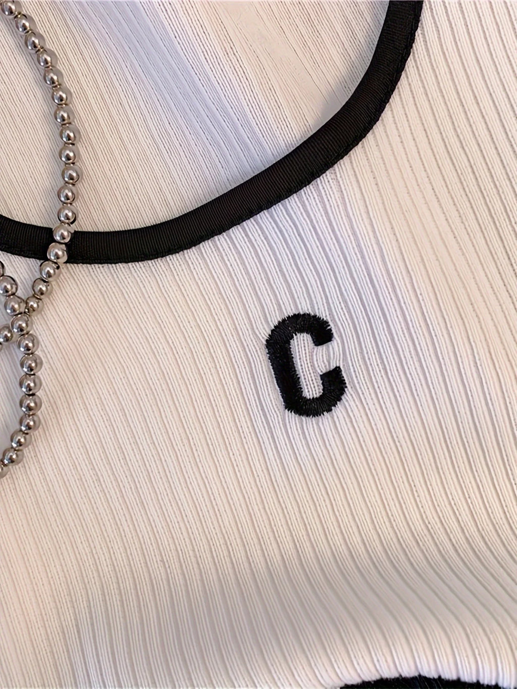 Letter Rib Crop Tank – Casual Colorblock Top for Women