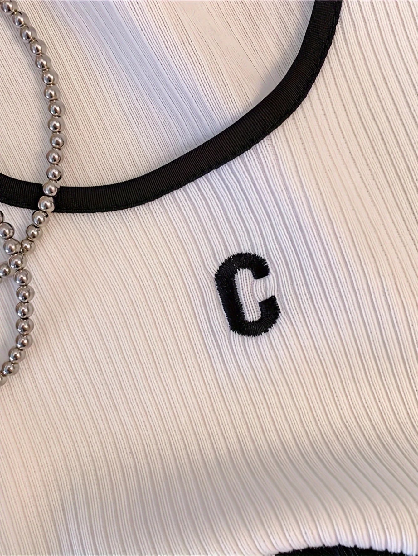 Letter Rib Crop Tank – Casual Colorblock Top for Women