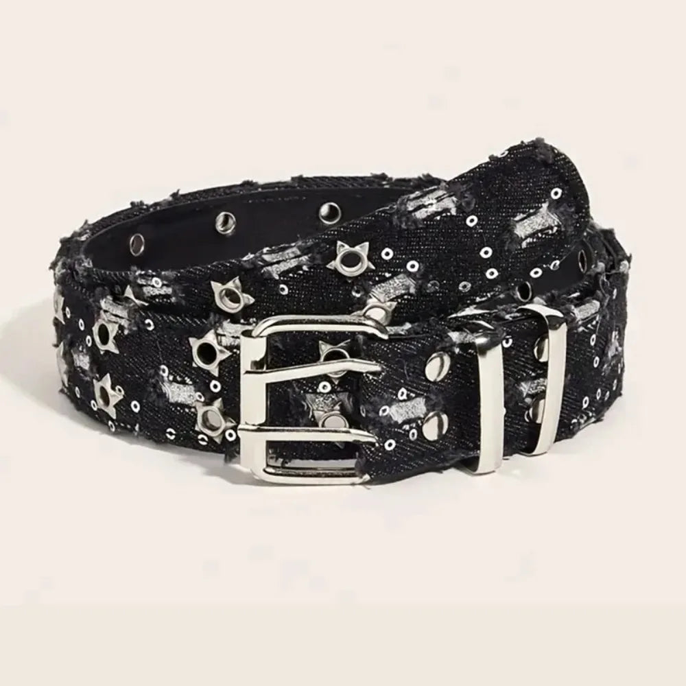 Star Hollow-Out Denim Belt