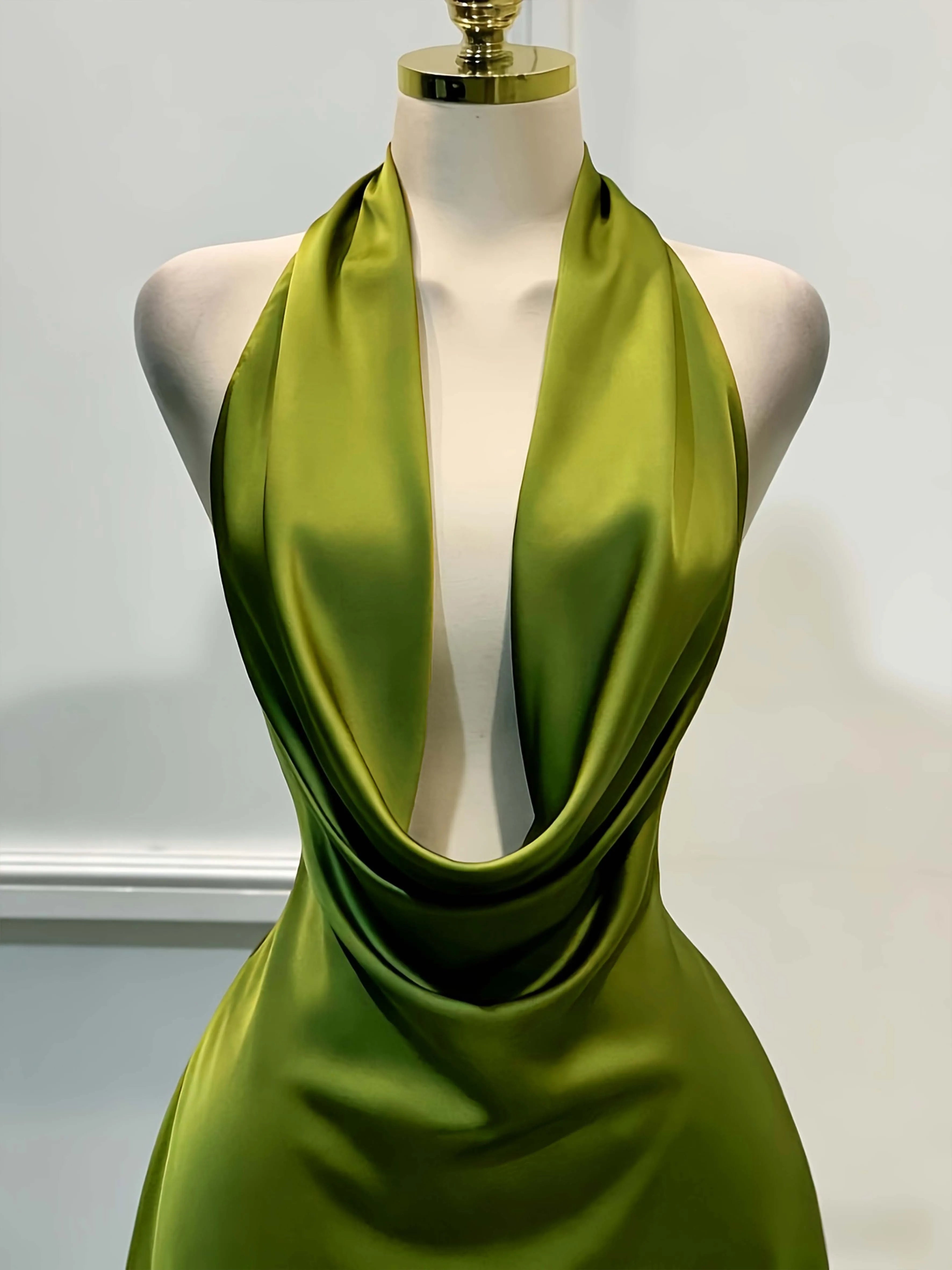Satin Open Back Midi Dress
