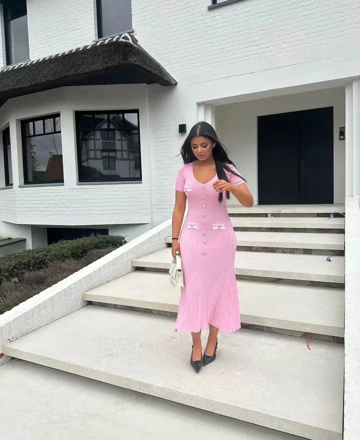 Elegant Slim Fit Knit Midi Dress