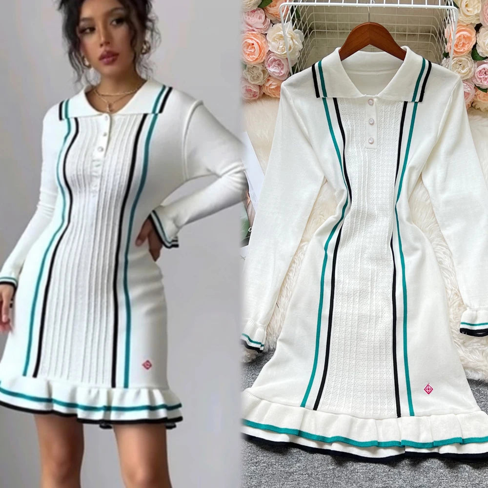 Vintage Ruffle Collar Mini Dress