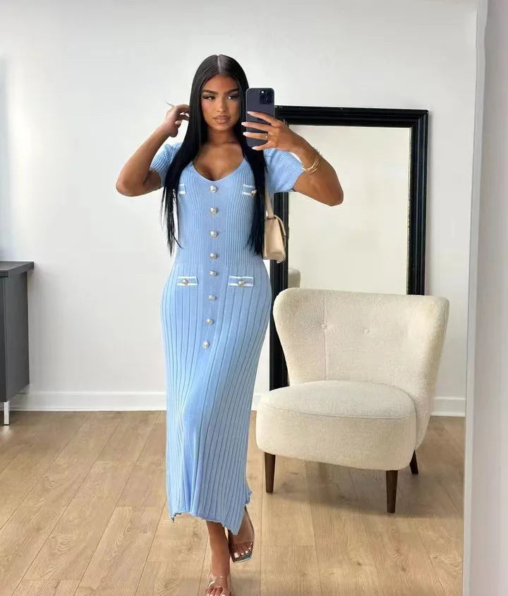 Elegant Slim Fit Knit Midi Dress