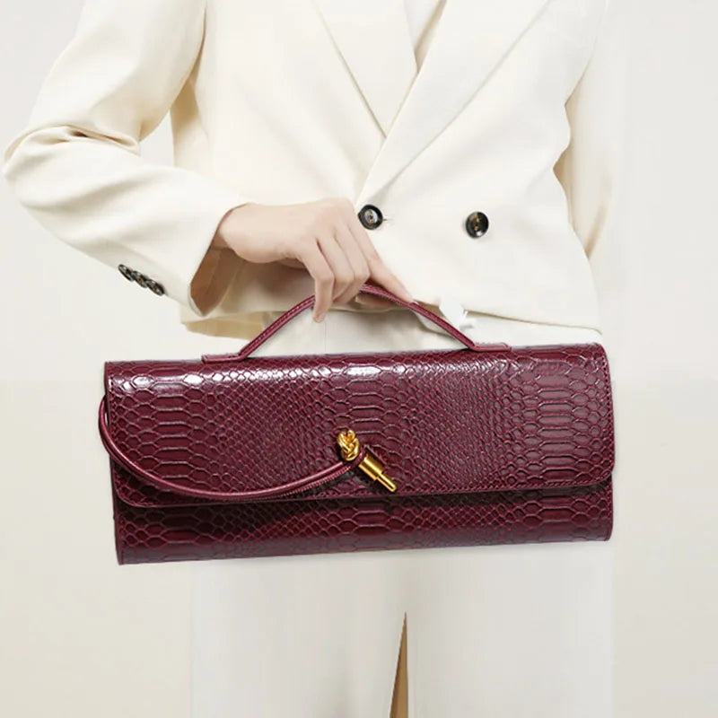 Crocodile Pattern Top-Handle Bag
