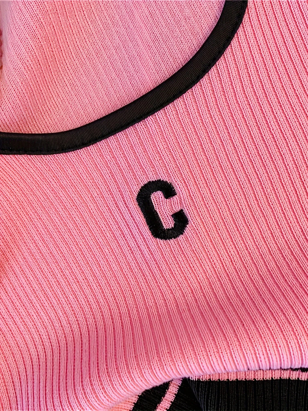 Letter Rib Crop Tank – Casual Colorblock Top for Women