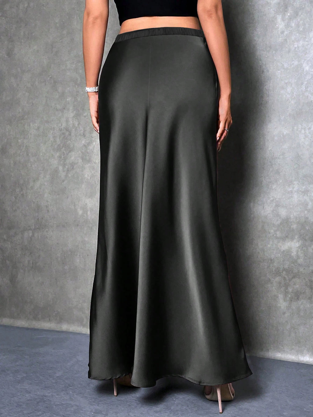 High-Waisted Satin Skirt
