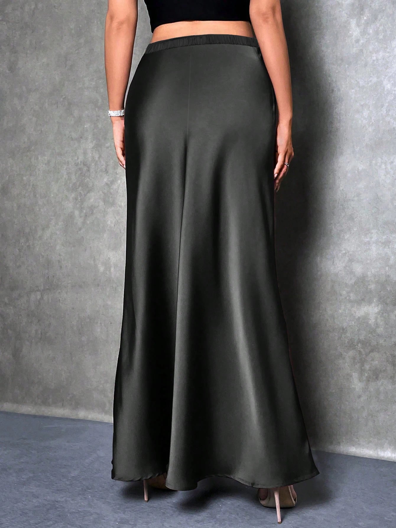 High-Waisted Satin Skirt