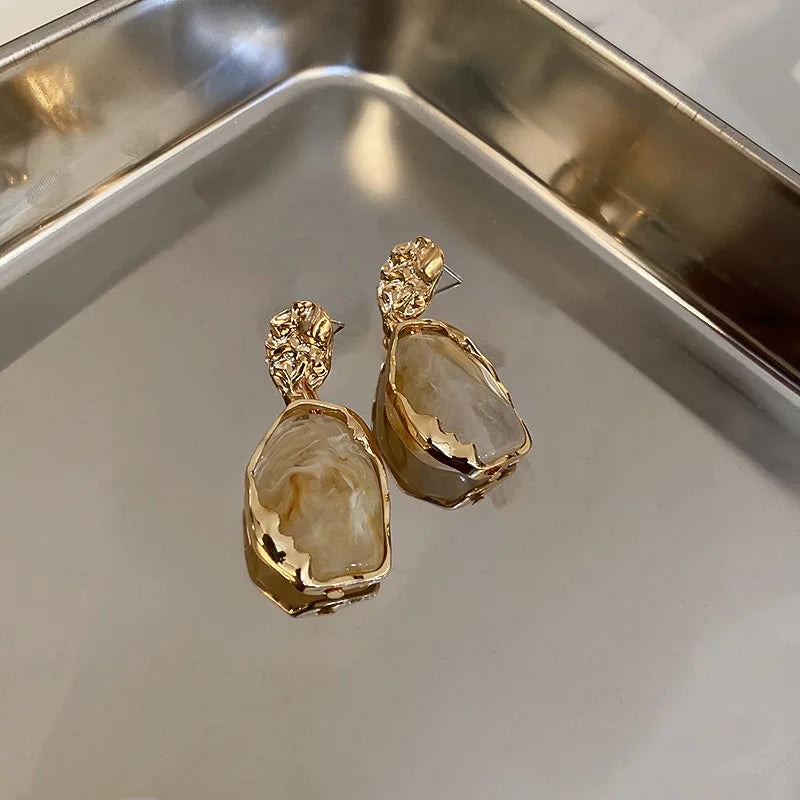 Geometric Stone Drop Earrings