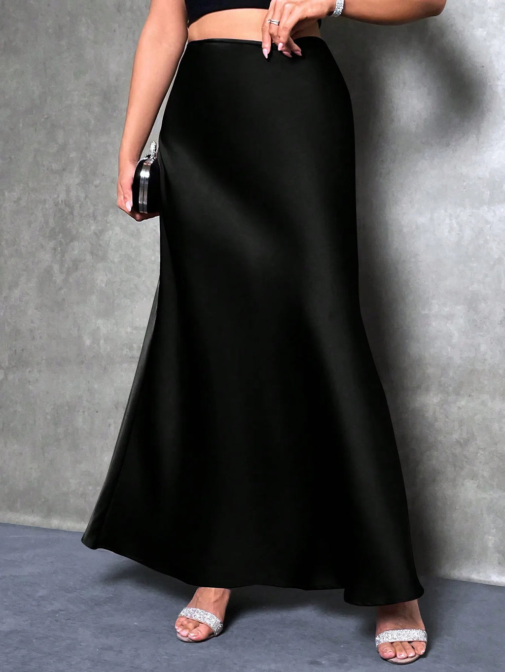 High-Waisted Satin Skirt