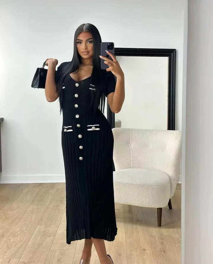 Elegant Slim Fit Knit Midi Dress