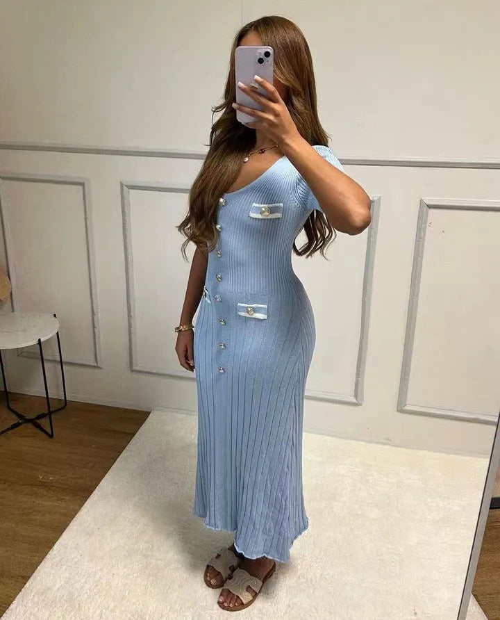 Elegant Slim Fit Knit Midi Dress