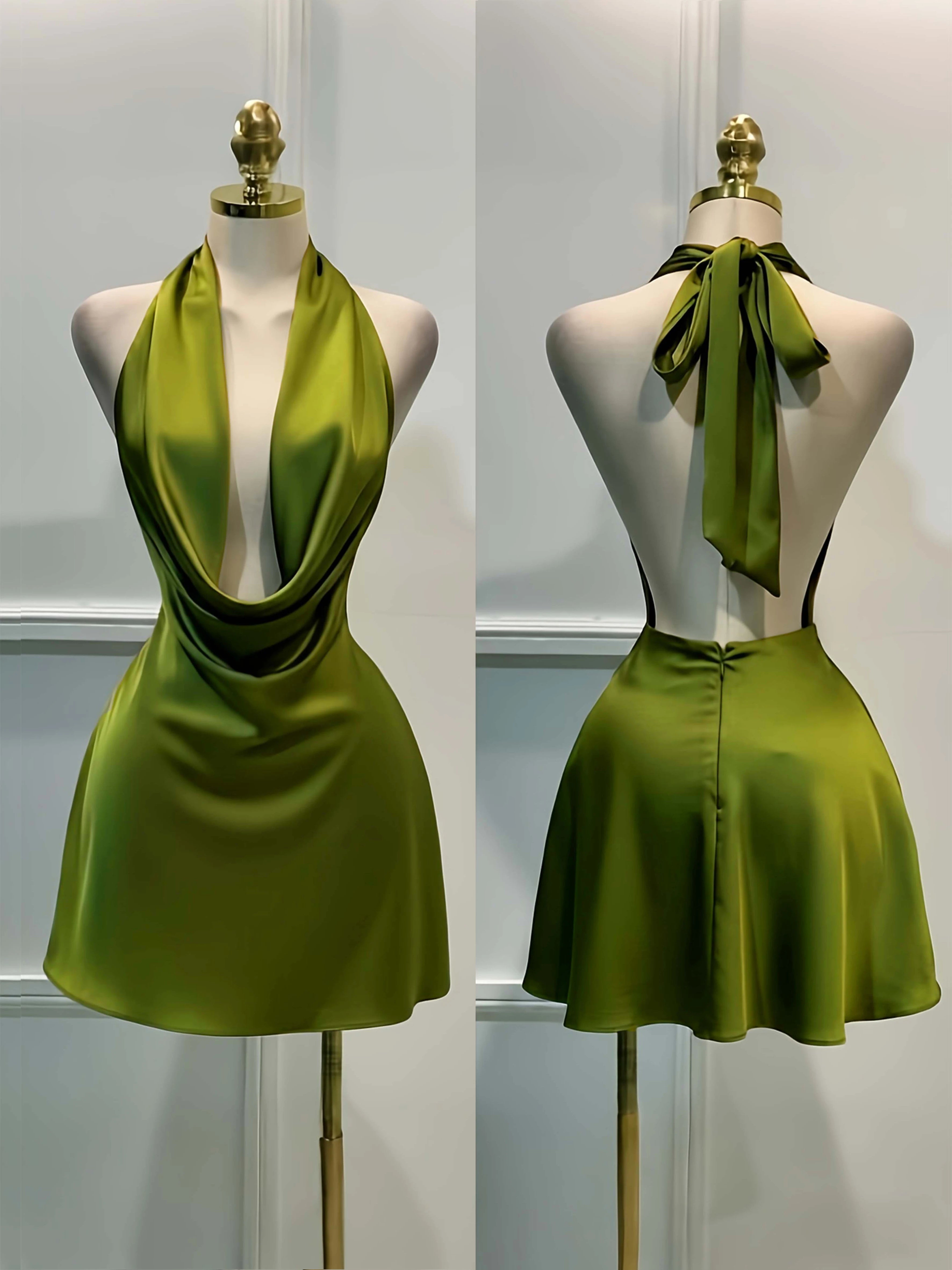 Satin Open Back Midi Dress
