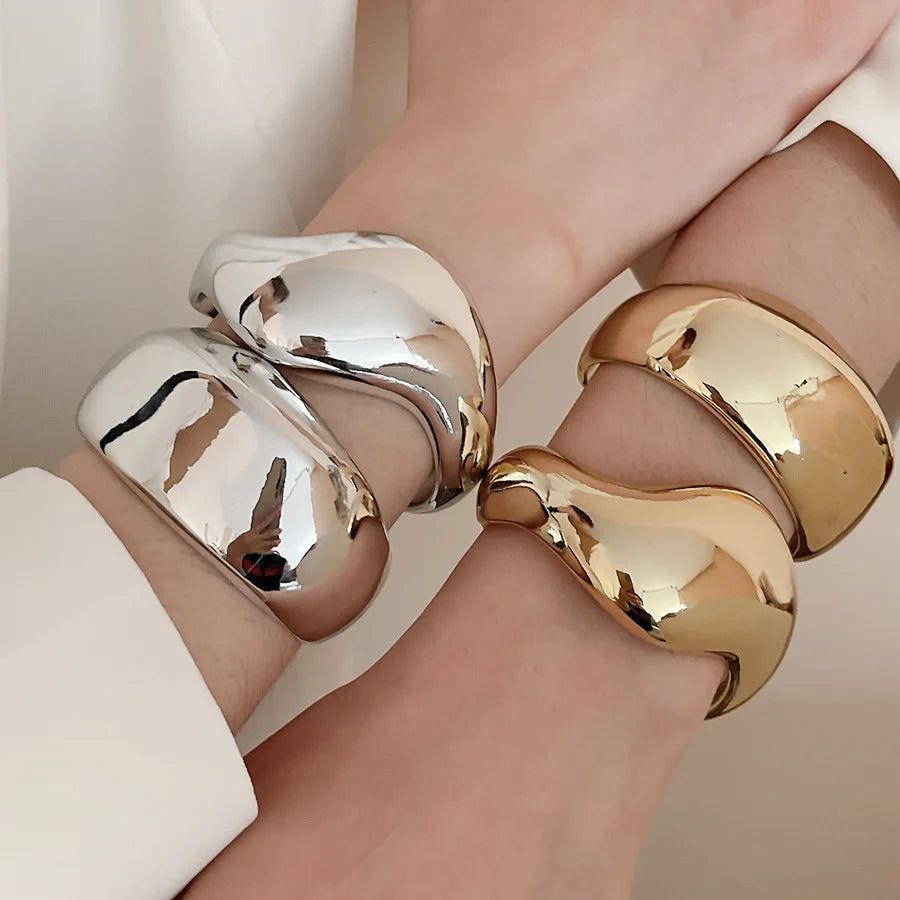 Irregular Geometric Open Twist Bangle
