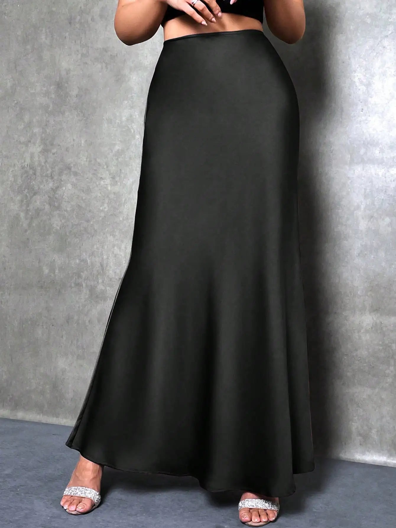 High-Waisted Satin Skirt