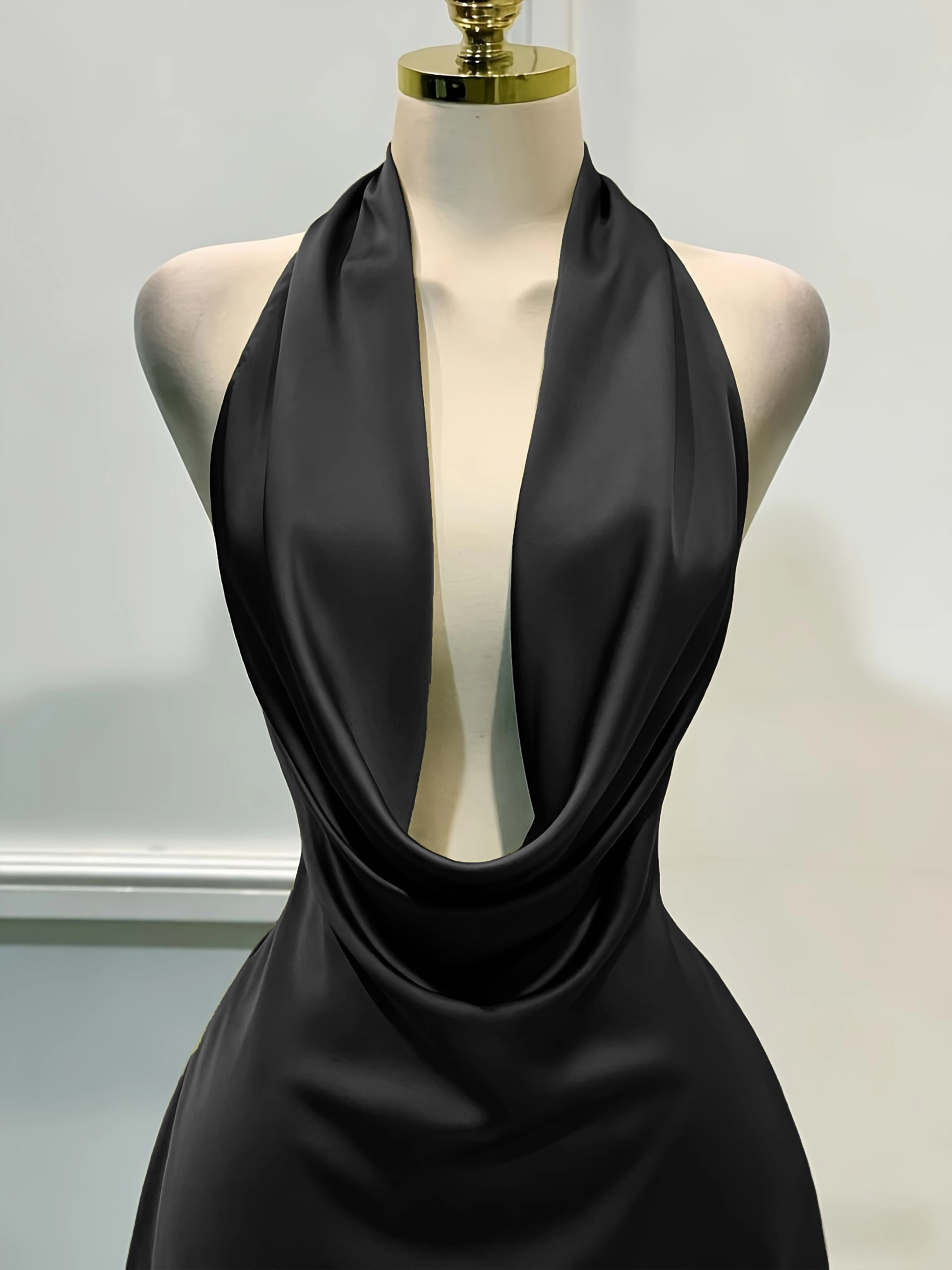 Satin Open Back Midi Dress