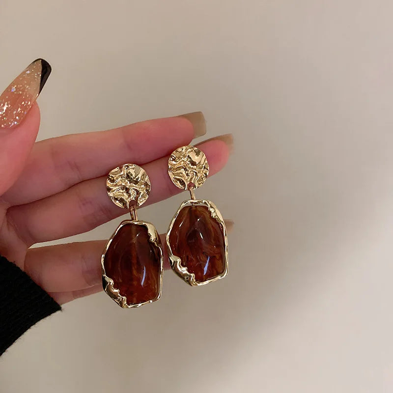 Geometric Stone Drop Earrings