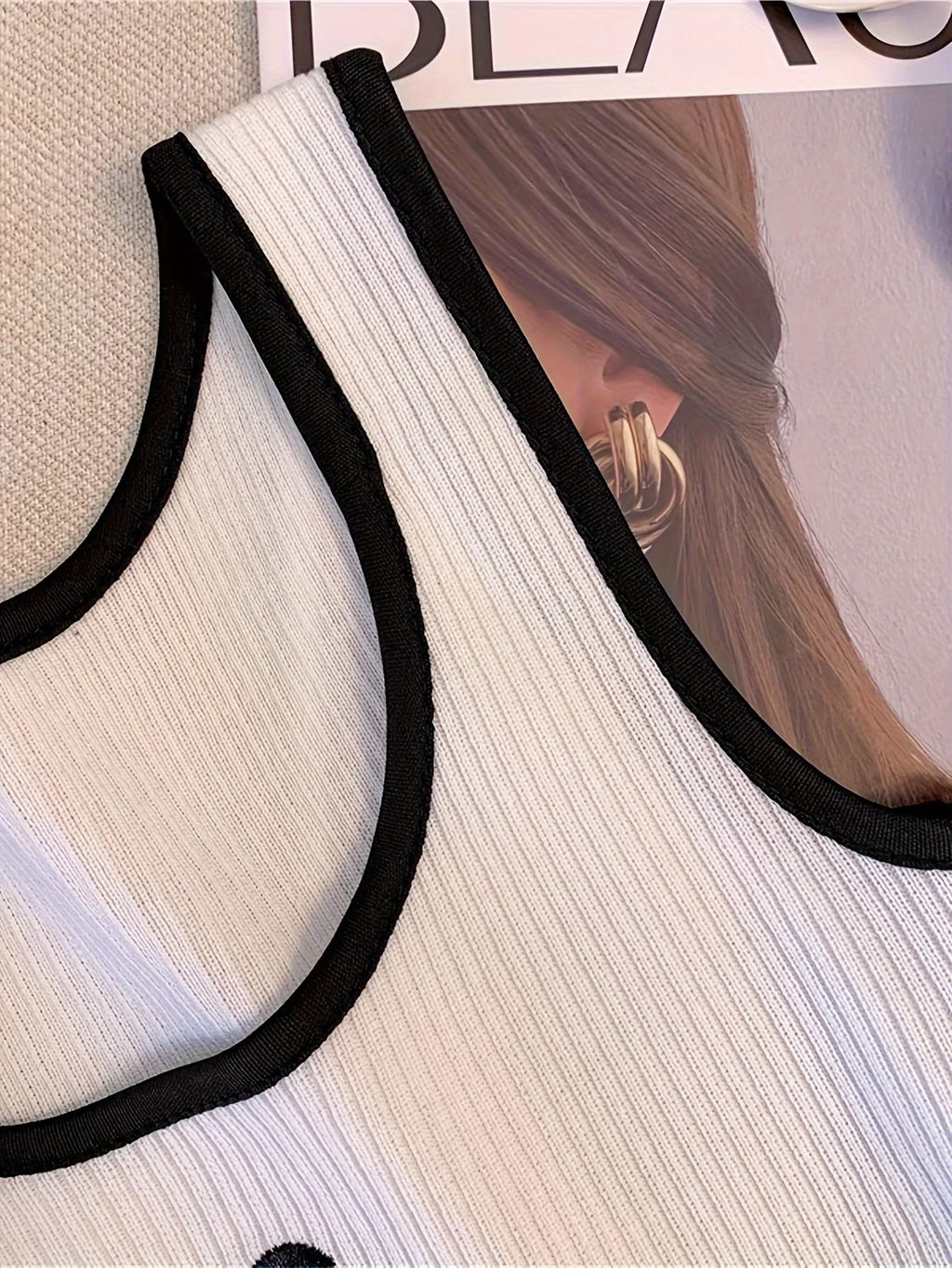 Letter Rib Crop Tank – Casual Colorblock Top for Women