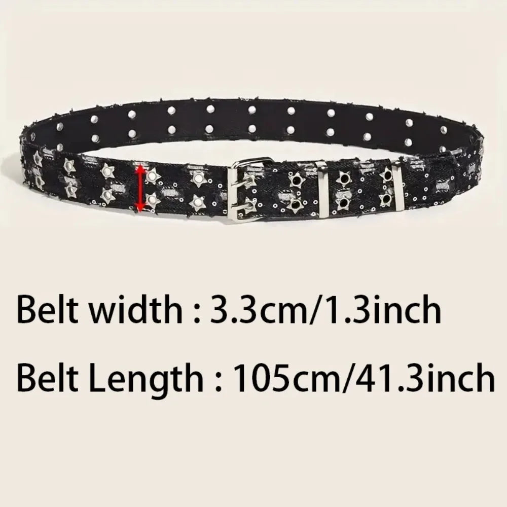 Star Hollow-Out Denim Belt