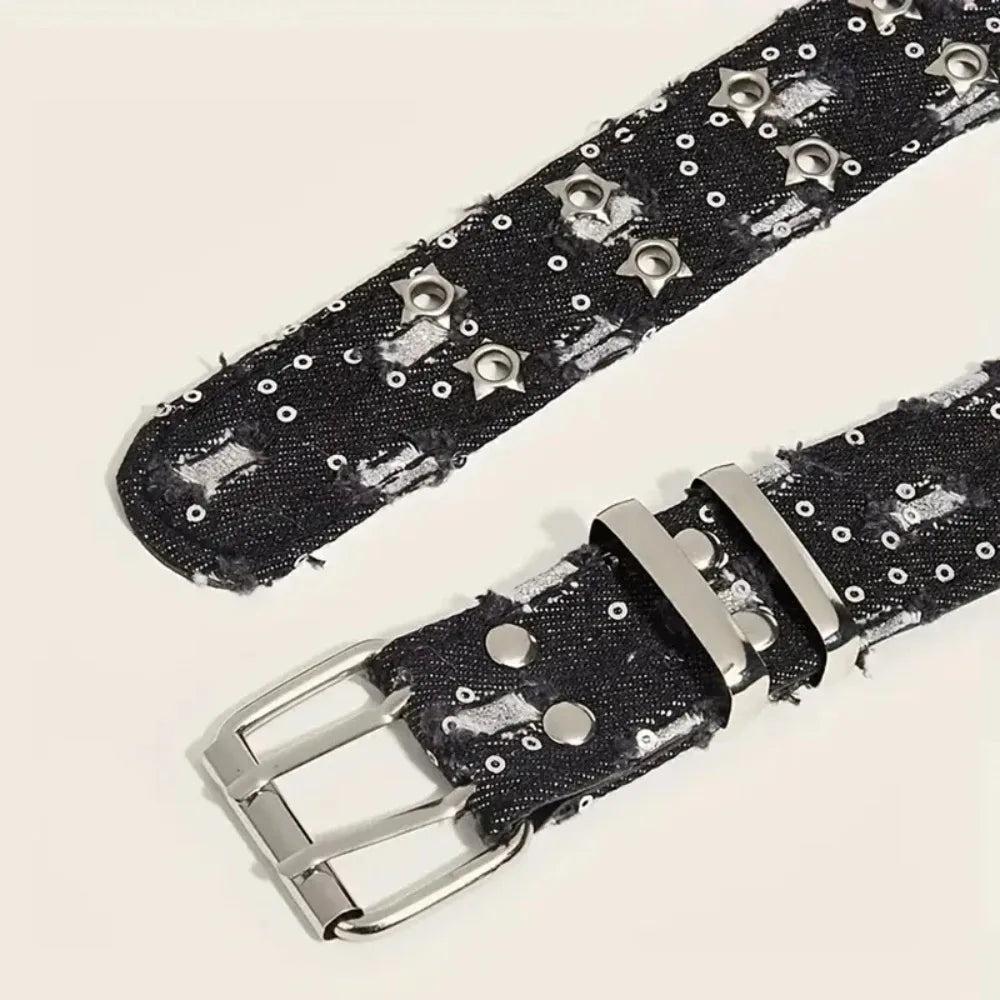 Star Hollow-Out Denim Belt