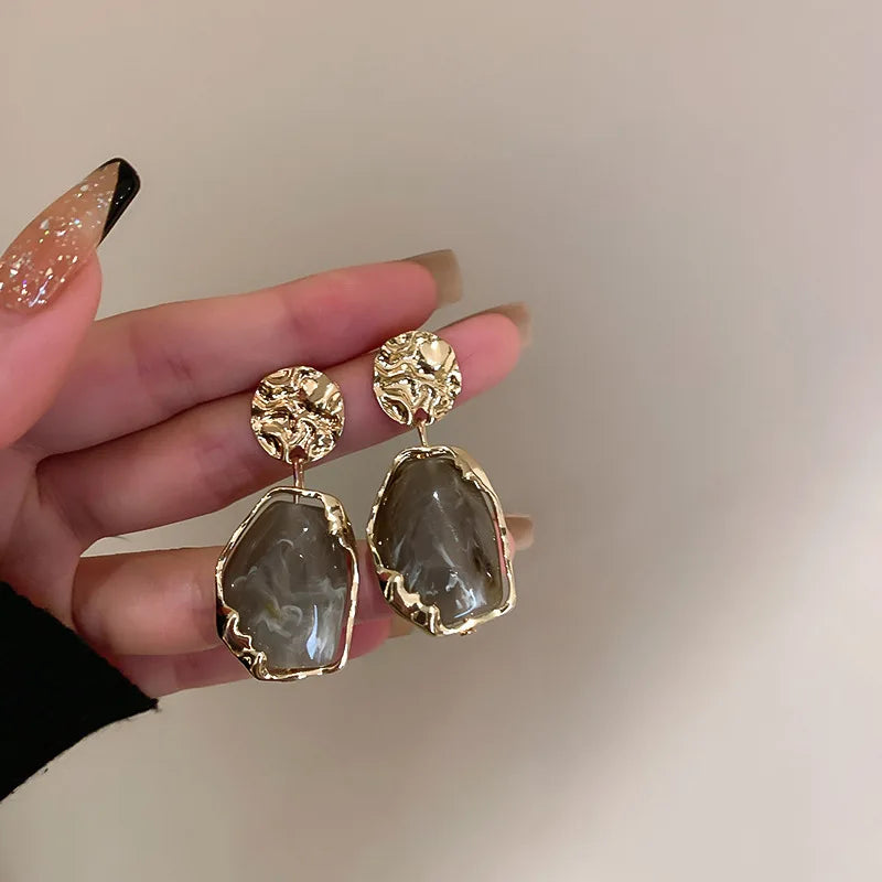 Geometric Stone Drop Earrings