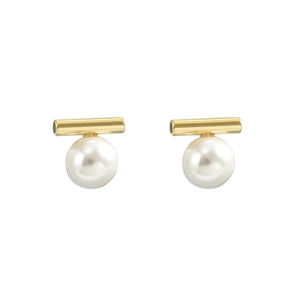 Gold Pearl Stud Earrings