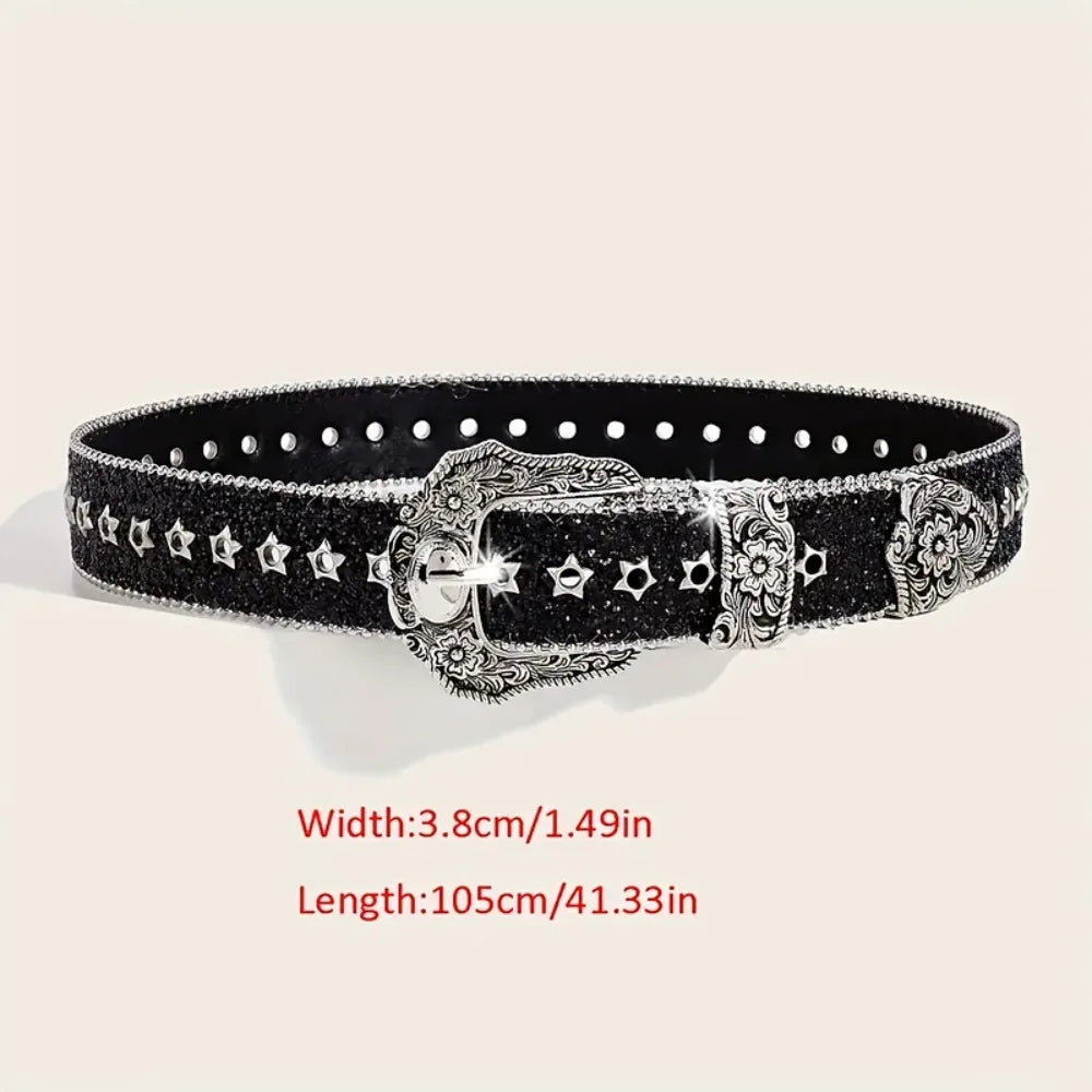 Gothic Rhinestone PU Leather Belt