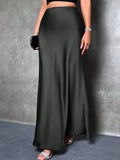 High-Waisted Satin Skirt