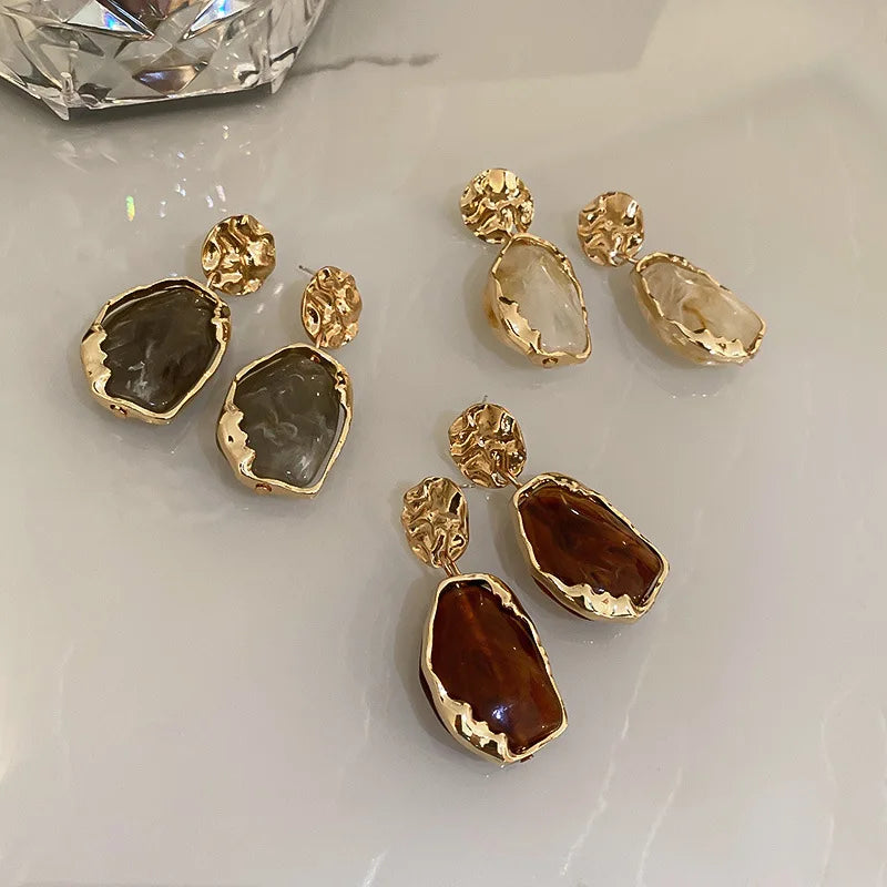 Geometric Stone Drop Earrings