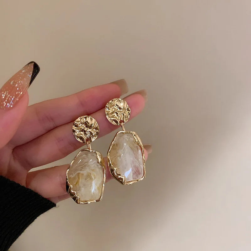 Geometric Stone Drop Earrings
