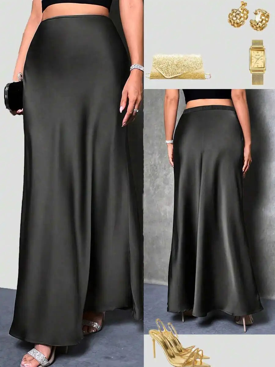 High-Waisted Satin Skirt