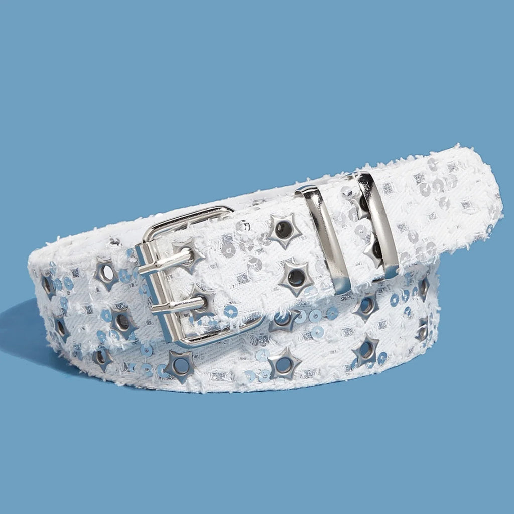 Star Hollow-Out Denim Belt