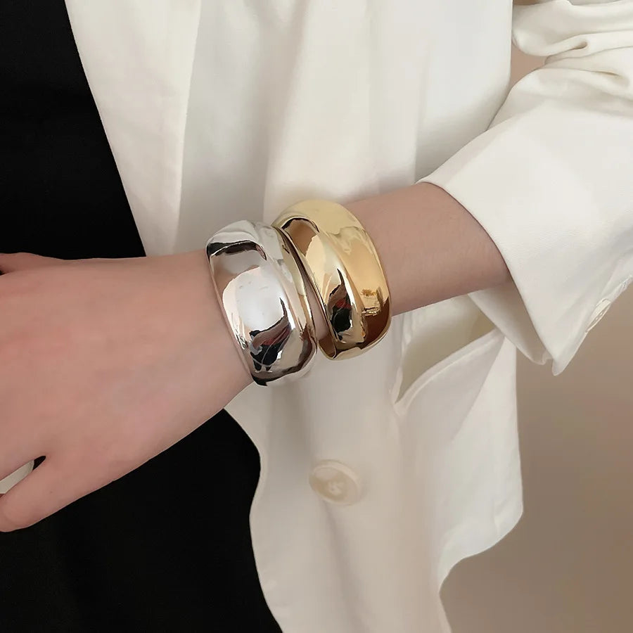 Irregular Geometric Open Twist Bangle