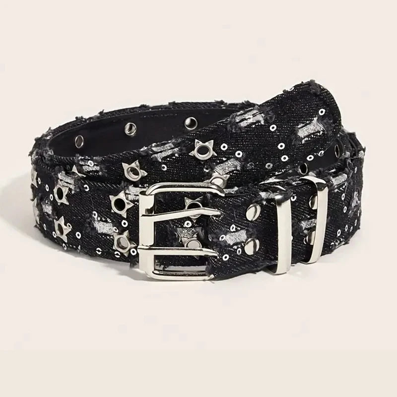 Star Hollow-Out Denim Belt