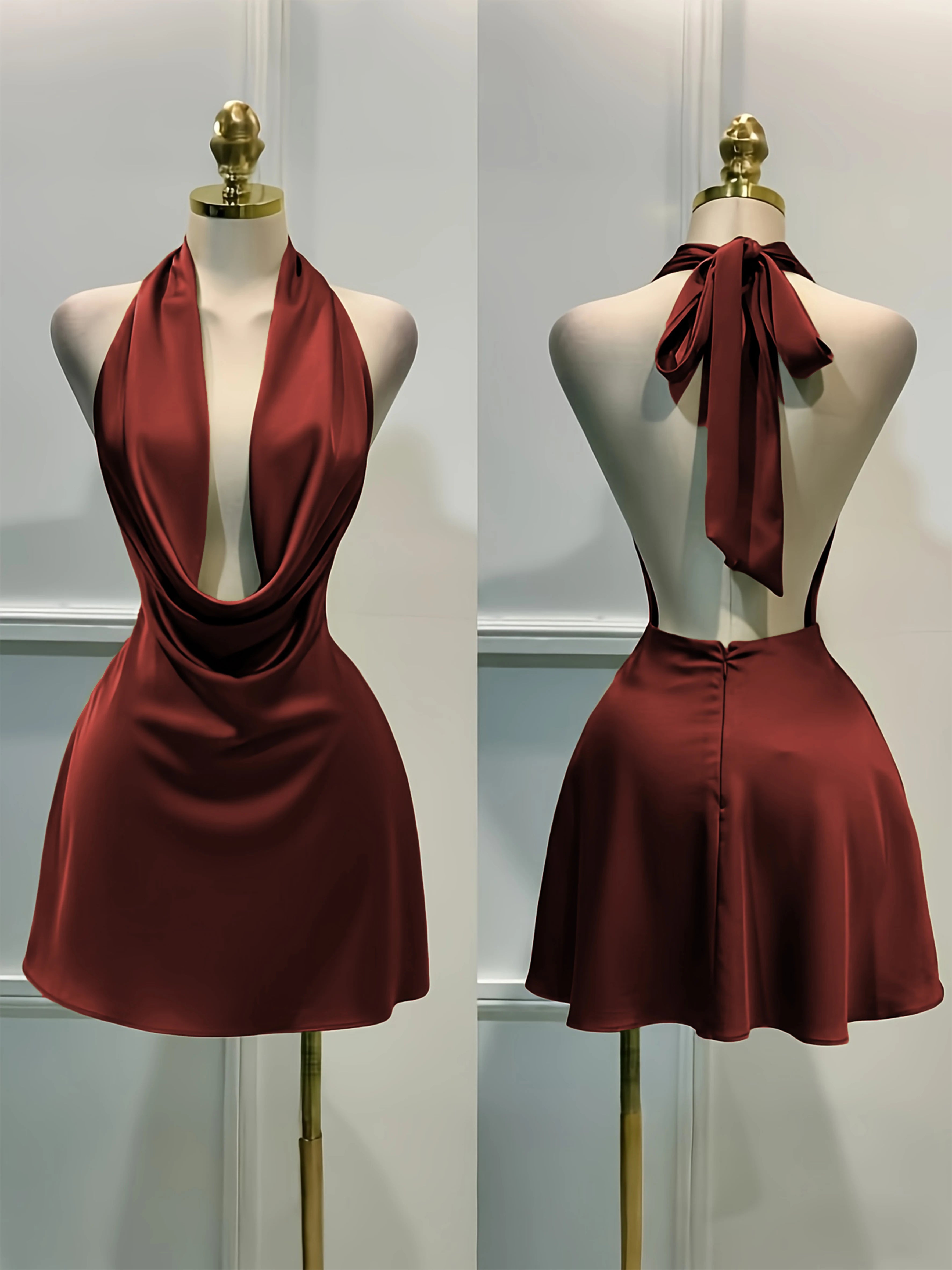 Satin Open Back Midi Dress
