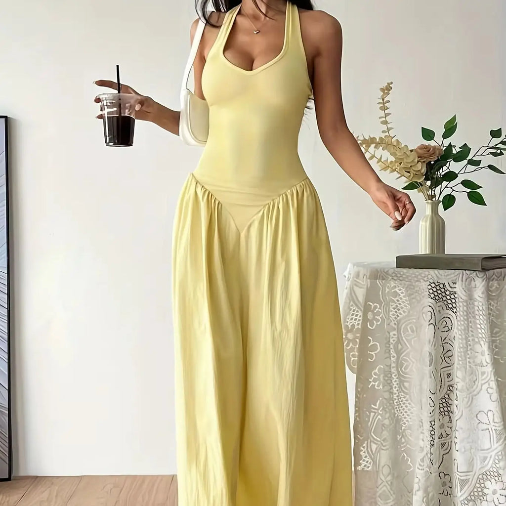 Yellow Halter Neck Maxi Dress