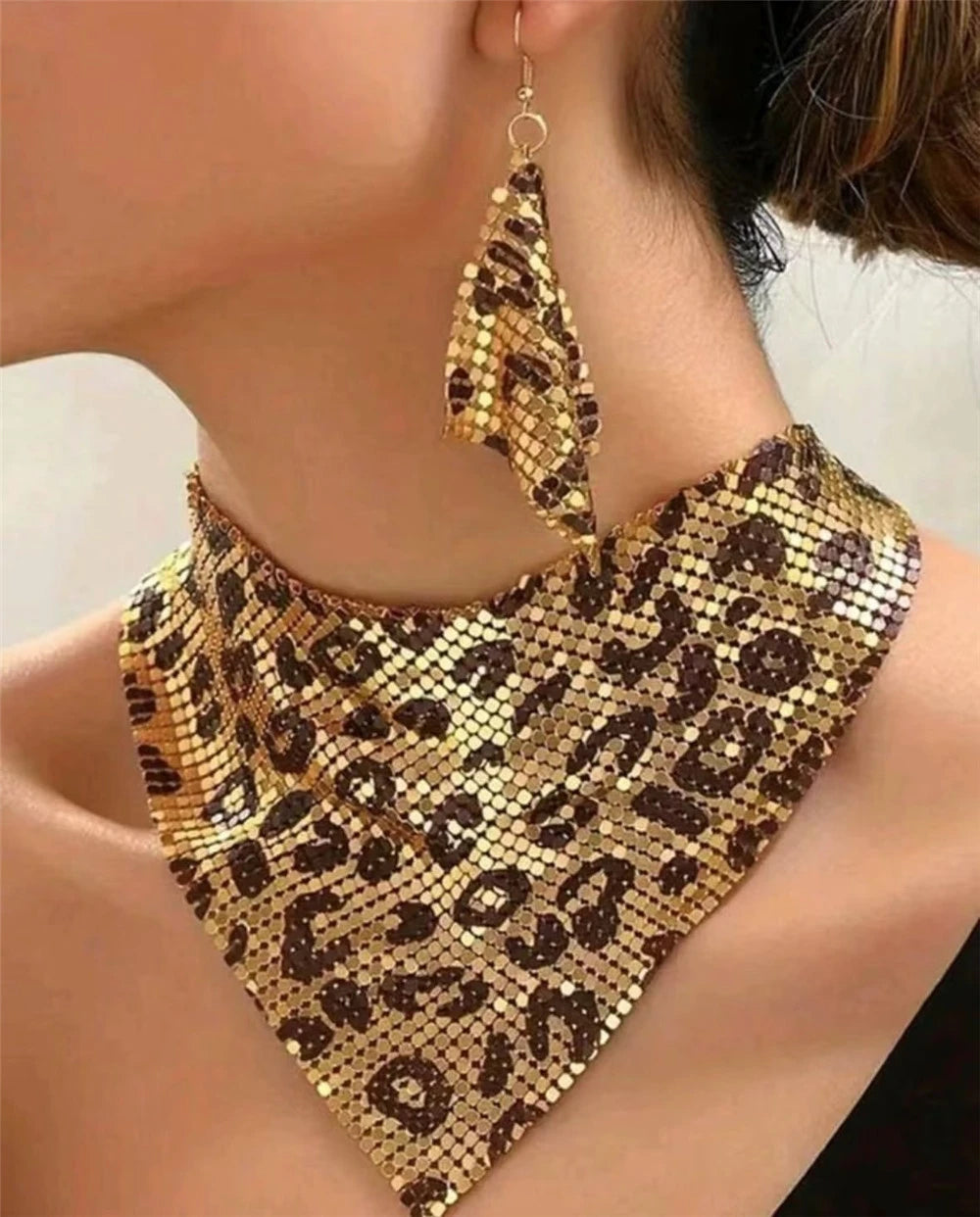 Leopard Statement Necklace & Earring Set