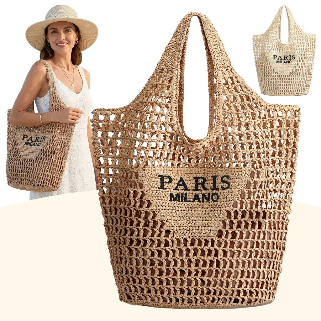 Handwoven Straw Beach Tote